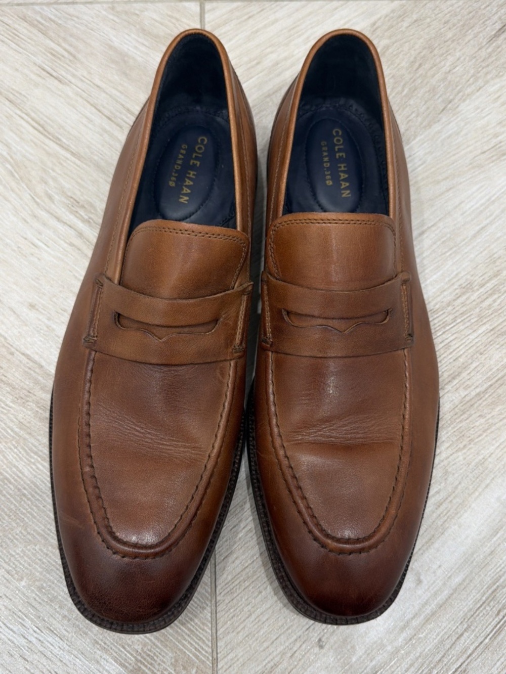 Cole Haan Men's Penny Loafers Brown Leather Dress Shoes US 9 Leather Sole